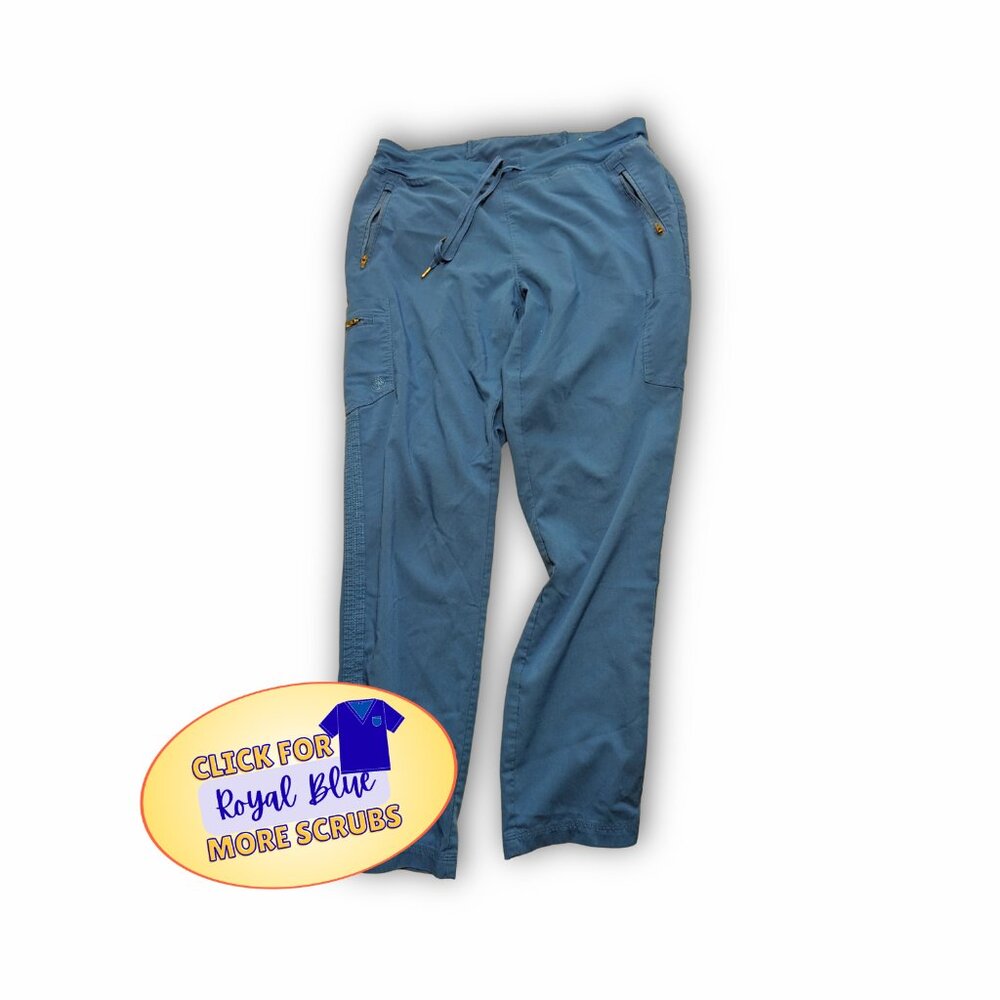#5 Purple Label by Healing Hands Yoga Style Scrubs Royal Blue Pants– Size Large - Picture 3 of 6